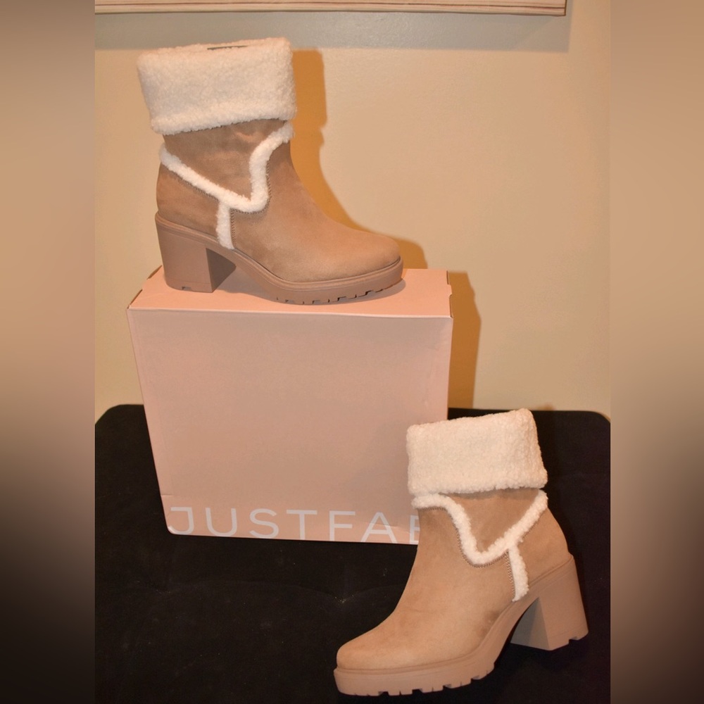 JustFab Tan Ellie Trim Tan Booties - Brand New!!!